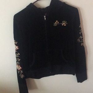 Black velvet and floral jacket